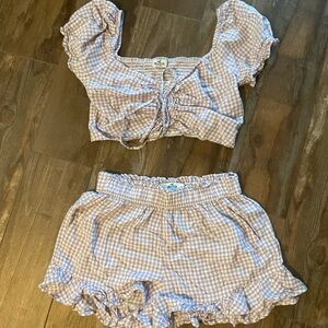 Hollister Gingham short set in purple